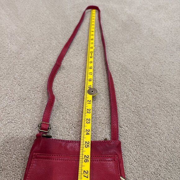 Red Crossbody Bag Rectangle Adjustable Strap Travel City Commuter Faux Leather - Picture 5 of 10